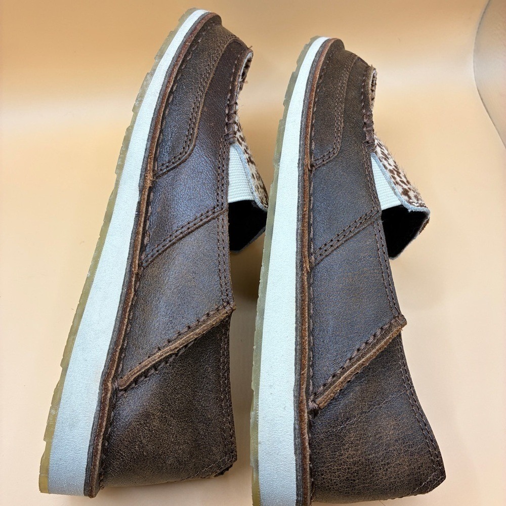 Ariat Cruiser 7.5 Leather Western Cheetah Print Hair-On-Hide Cowgirl Loafers - Picture 7 of 11